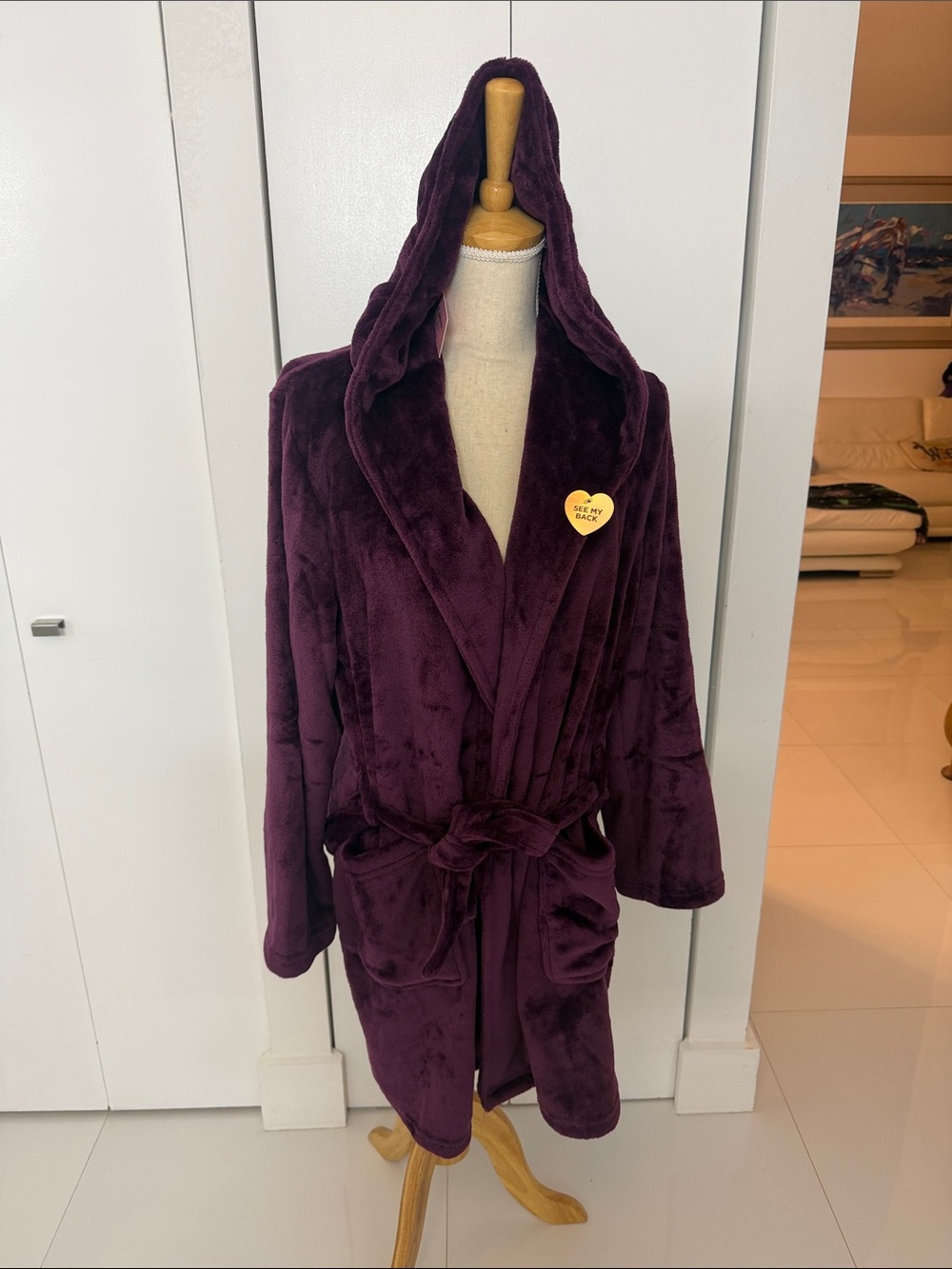 Juicy Couture Deep Purple & Sparkly "Juicy" Plush Hooded Bathrobe